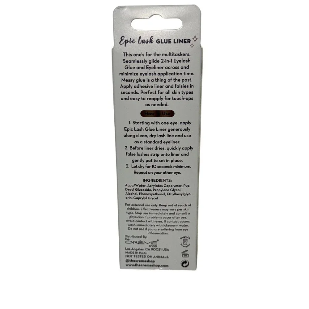 The Creme Shop Eye Lash Glue Liner Epic 2 in 1 Smudge Proof NEW Easy Apply